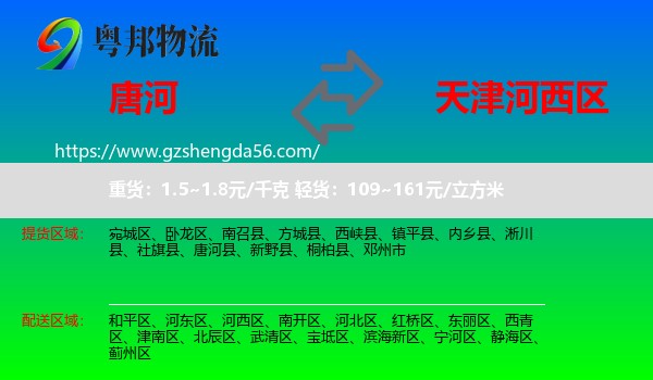 唐河县到河西区物流