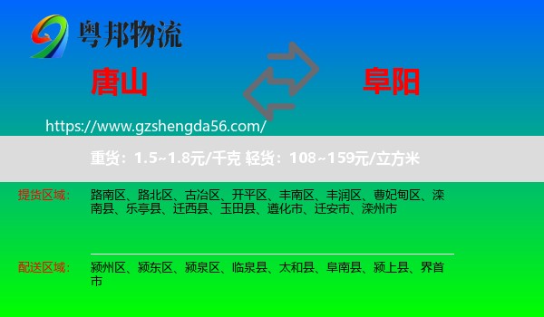 唐山到阜阳物流