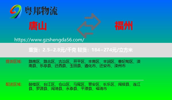 唐山到福州专线