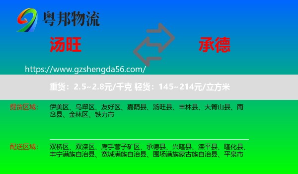 汤旺县到承德物流