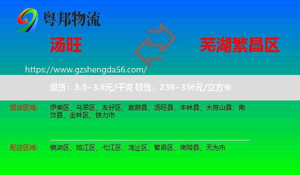汤旺县到繁昌区物流专线