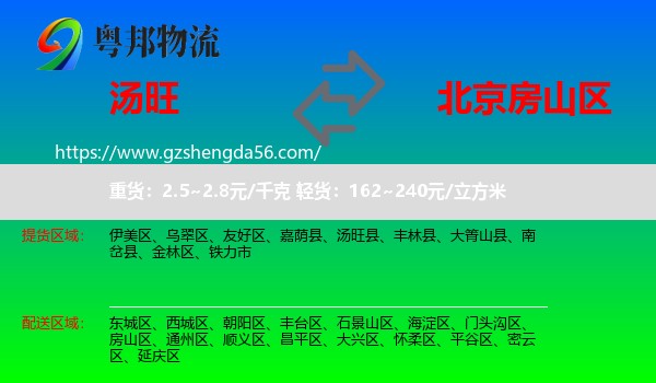 汤旺县到房山区物流
