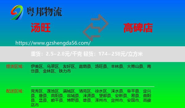 汤旺县到高碑店市物流专线