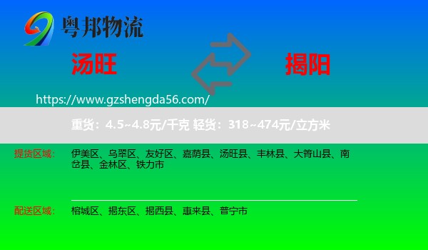 汤旺县到揭阳物流