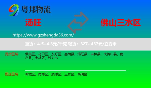 汤旺县到三水区物流专线