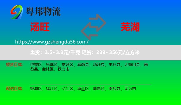 汤旺县到芜湖物流