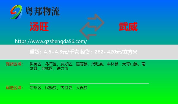 汤旺县到武威物流