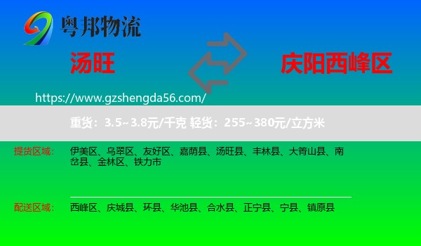 汤旺县到西峰区物流专线