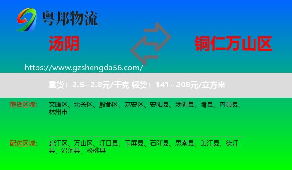 汤阴县到万山区物流专线