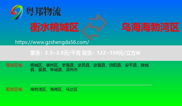桃城区到海勃湾区物流专线