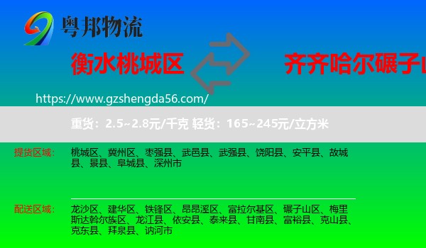 桃城区到碾子山区物流专线