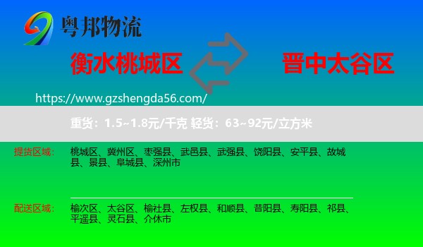 桃城区到太谷区物流专线