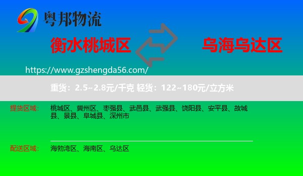 桃城区到乌达区物流专线