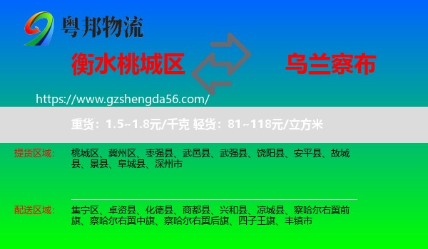 桃城区到乌兰察布物流专线