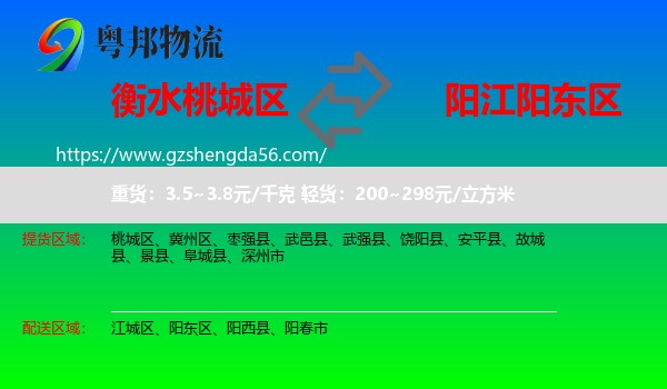 桃城区到阳东区物流专线