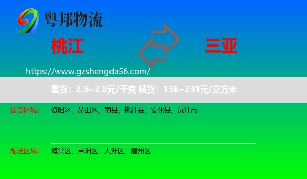桃江县到三亚物流