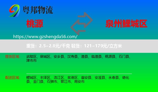 桃源县到鲤城区物流专线