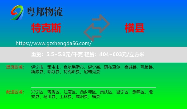 特克斯县到横县物流专线
