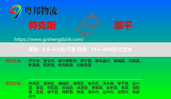 特克斯县到顺平县物流专线