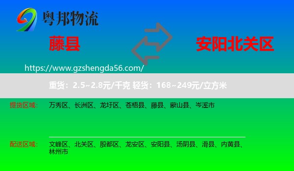 藤县到北关区物流专线