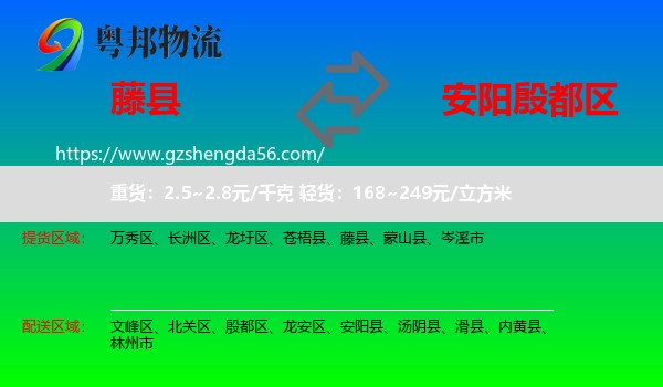 藤县到殷都区物流专线