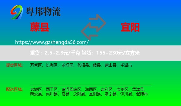 藤县到宜阳县物流专线