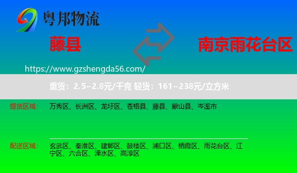 藤县到雨花台区物流专线