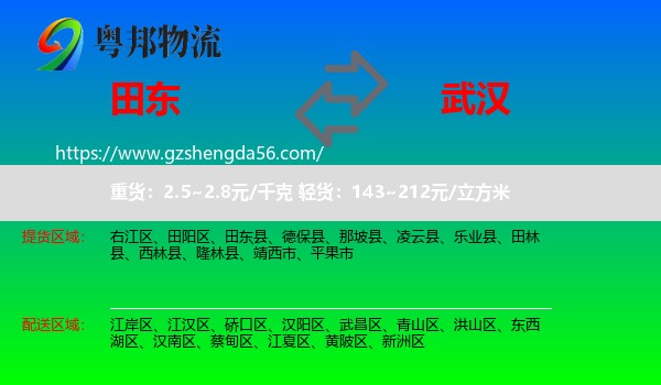 田东县到武汉物流专线
