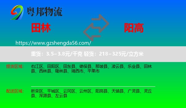 田林县到阳高县物流专线