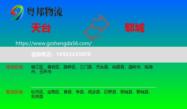 天台县到郓城县物流专线