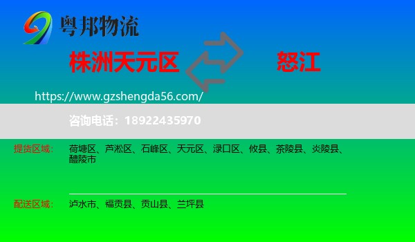 天元区到怒江物流