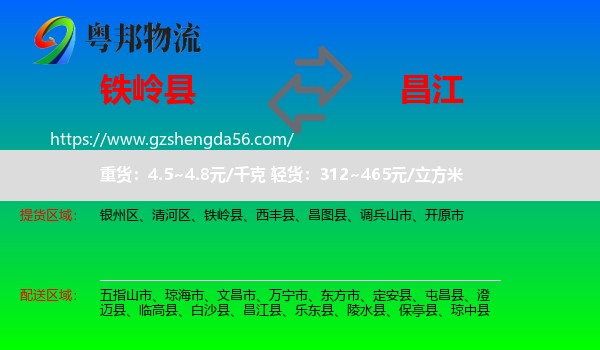 铁岭县到昌江县物流专线