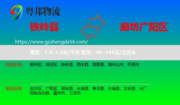 铁岭县到广阳区物流专线