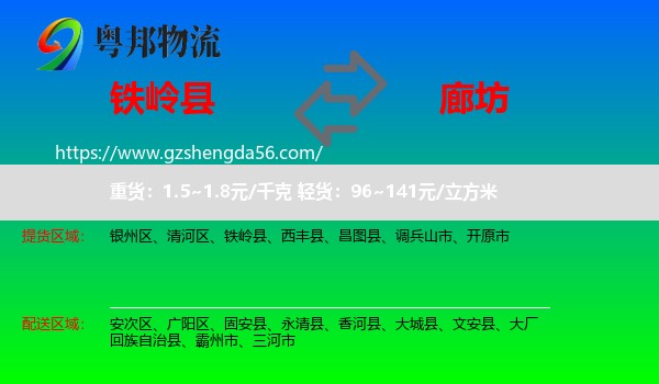 铁岭县到廊坊物流