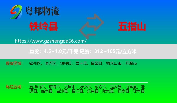 铁岭县到五指山市物流专线