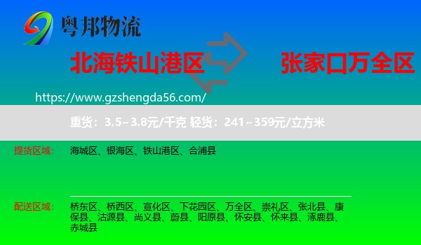 铁山港区到万全区物流专线