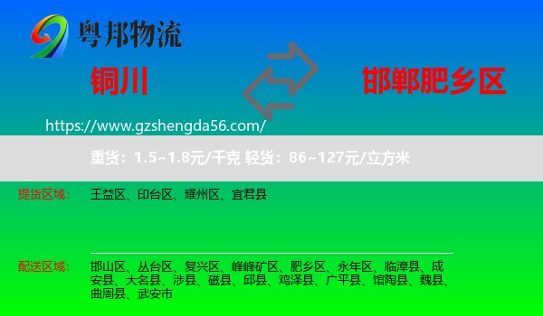 铜川到肥乡区物流专线