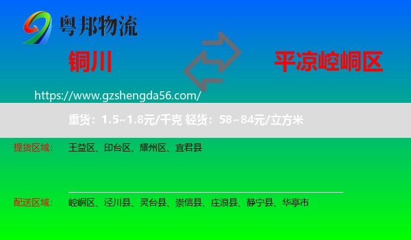 铜川到崆峒区物流专线