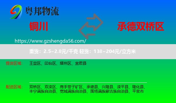铜川到双桥区物流专线