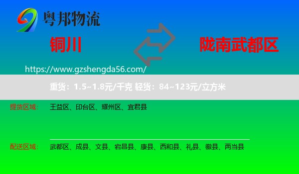 铜川到武都区物流专线