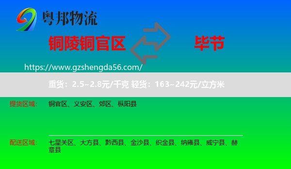 铜官区到毕节物流