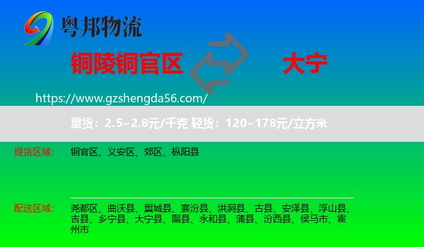 铜官区到大宁县物流专线