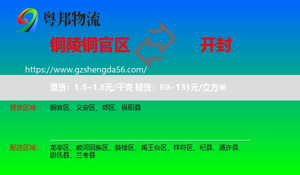 铜官区到开封物流