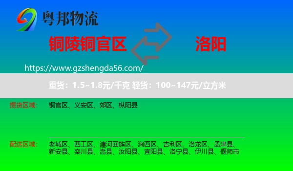铜官区到洛阳物流