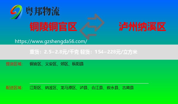 铜官区到纳溪区物流专线