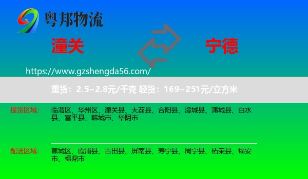潼关县到宁德物流专线