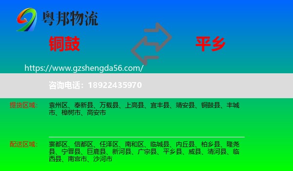 铜鼓县到平乡县物流专线