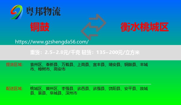 铜鼓县到桃城区物流专线