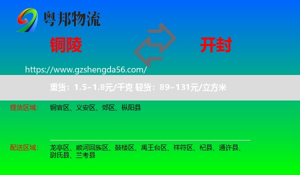 铜陵到开封物流