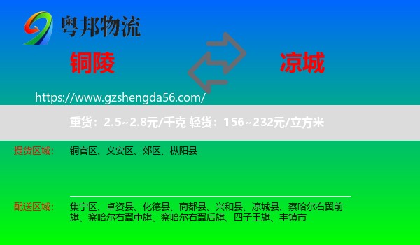 铜陵到凉城县物流专线